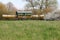 Bee hives on green field