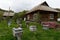 Bee hives near the house in the mountain village of Generalka of the Altai Territory