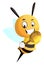 Bee holding honey dipper, illustration, vector