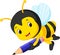 Bee holding pencil