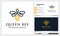 Bee honey creative icon symbol logo, queen bee linear logotype. logo design, icon and business card