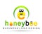 Bee honey icon logo design vector illustration Ornament, beeswax cute honey bee mascot character golden honeycomb