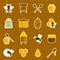 Bee honey icons stickers set