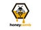 Bee and Honey logo, vector. Bee Vector Illustration. Cartoon Bee