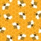 Bee with honey. Seamless pattern.