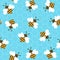 Bee with honey. Seamless pattern.