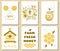 Bee honey set Cute card templates Honey jar, floral bee honeycomb, text, hive spoon banner organic collection