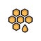 Bee honey symbol, honeycomb thin line icon