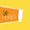 Bee with honey yellow tearing paper vector