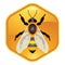 Bee on honeycell, vector