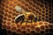 bee on the honeycomb in a hive, making honey, wild insect life ,Generative AI