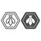 Bee in honeycomb line and solid icon, Honey concept, Honey bee sign on white background, wasp bee in hexagon icon in