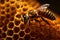Bee on a honeycomb. World bee day background. Generative Ai.