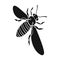 A bee, a hymenopteran insect. Stinging insect bee single icon in black style vector symbol stock isometric illustration
