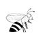 Bee icon. hand drawn doodle style. vector, minimalism, monochrome, sketch. insect, flies, honey, sting