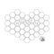 Bee insect animal. Honeycomb set in shape of heart. Beehive element. Honey text icon. . White background. Flat design.