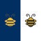 Bee Insect, Beetle, Bug, Ladybird, Ladybug  Icons. Flat and Line Filled Icon Set Vector Blue Background