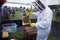 Bee keeping demonstration at show.