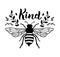 Bee kind, funny quote, hand drawn lettering for cute print. Positive quotes isolated on white background. Bee kind