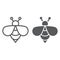 Bee line and glyph icon, animal and honey, insect sign, vector graphics, a linear pattern on a white background.