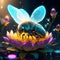 Bee on the lotus flower. 3d rendering. High quality illustration Generative AI