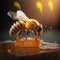 bee making honey, it's on top of honey block, Generative AI