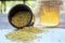 Bee pollen. A valuable and useful beekeeping product and a natural antiseptic. Closeup. Blurred