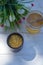 Bee pollen. A valuable and useful beekeeping product and a natural antiseptic. Closeup. Blurred. Vertical orientation