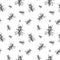 Bee sketch pattern. Hand drawn insect bees on transparent background. Seamless vector backdrop.