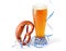 Bee stein with fresh beer and Oktoberfest bavarian party steamer