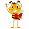 Bee Student Holding a Book while Raising his hand