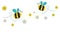 Bee vector with daisy flower banner background