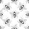 Bee vector seamless pattern. Hand drawn insect background.