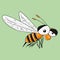 Bee, wasp hand drawn. Vector of a wasp, bee. Icon bee