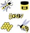 Bee and wasp. Honey, propolis and honeycombs. Food, medicine and cosmetology