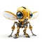 Bee or wasp robot, robotic insect isolated over white background. Created with generative Ai