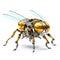 Bee or wasp robot, robotic insect isolated over white background. Created with generative Ai