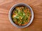 beef achari karahi served in dish isolated on grey background top view of pakistani food