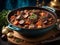 Beef Bourguignon, delicious French dinner dish of slow cooked beef in a red wine sauce, mushrooms