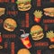 Beef burger colorful pattern seamless