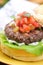 Beef burger with fresh vegetables and mayonniase