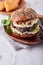 Beef burger with walnuts and cheese