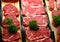 Beef in a butcher shop