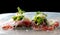 Beef carpaccio appetizer with baby asparagus