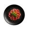 Beef Carpaccio On Black Smooth Round Plate, French Dish. Generative AI