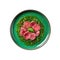 Beef Carpaccio On Green Smooth Round Plate, French Dish. Generative AI