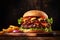 beef food burger sandwich meat hamburger fat food fast snack fast. Generative AI.