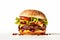 beef food food burger white fast hamburger snack background fast sandwich meat. Generative AI.