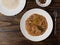 Beef goulash-delicious goulash in a white plate on a wooden white table. Filipino cuisine-Adobo beef.