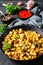 Beef Hash with roasted corn, garlic and parsley